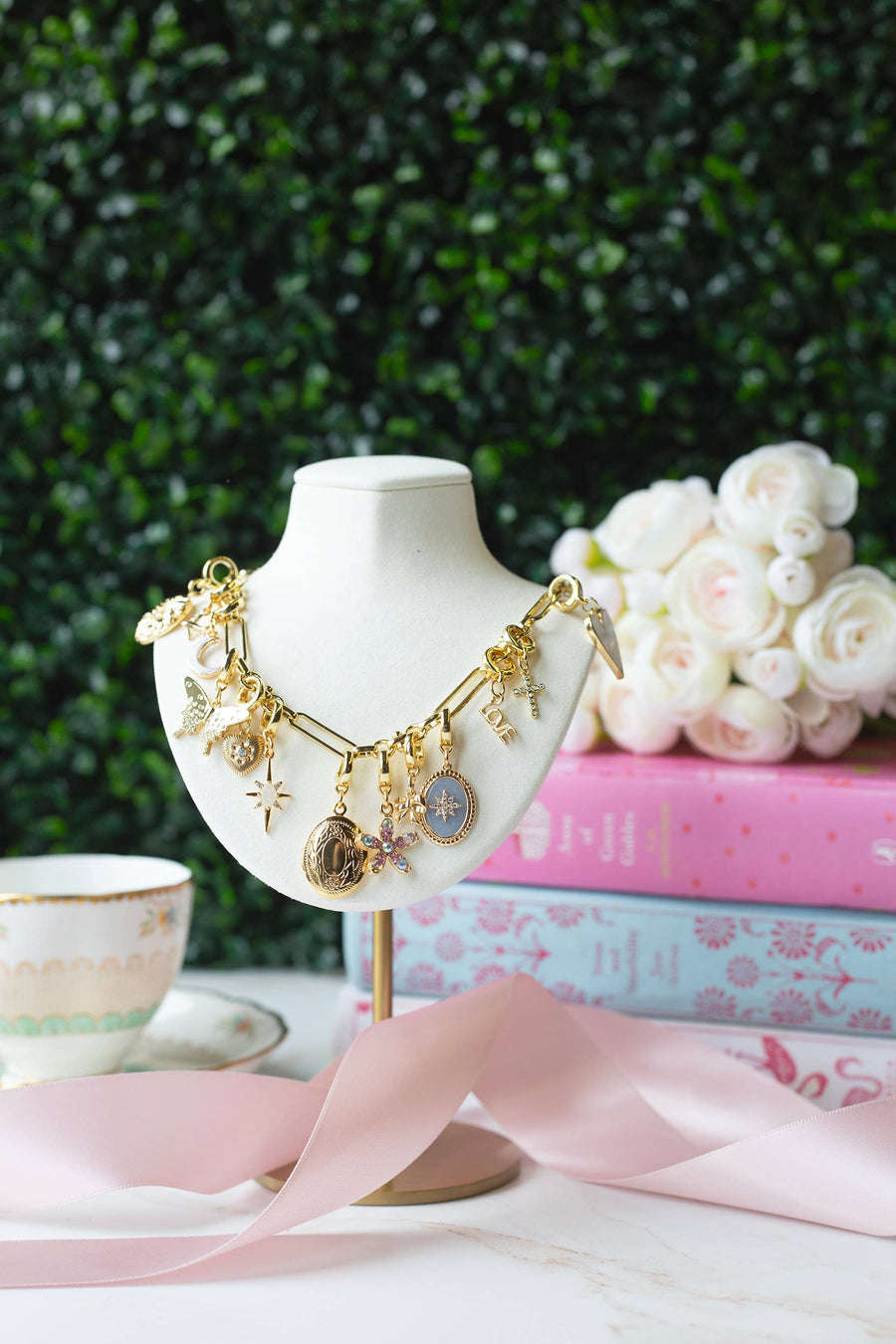 Bow Charm, Gold, Charm Bar | Charm Necklace or Bracelet
