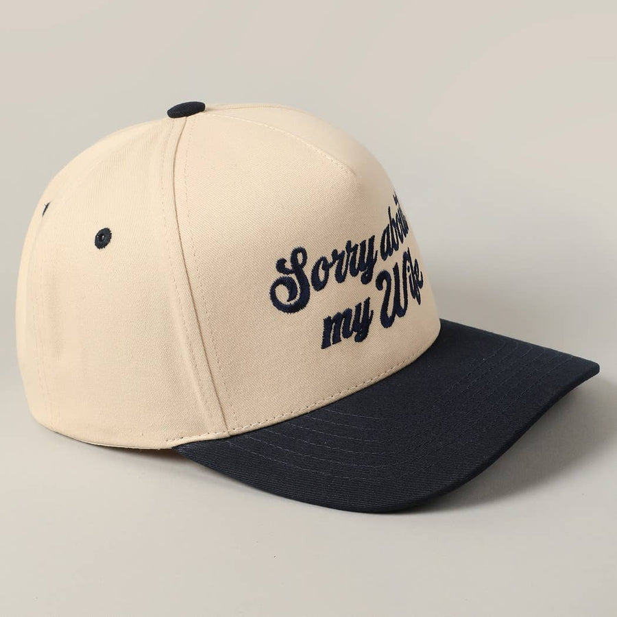 Sorry About My Husband Embroidery Two-Tone Canvas Cap