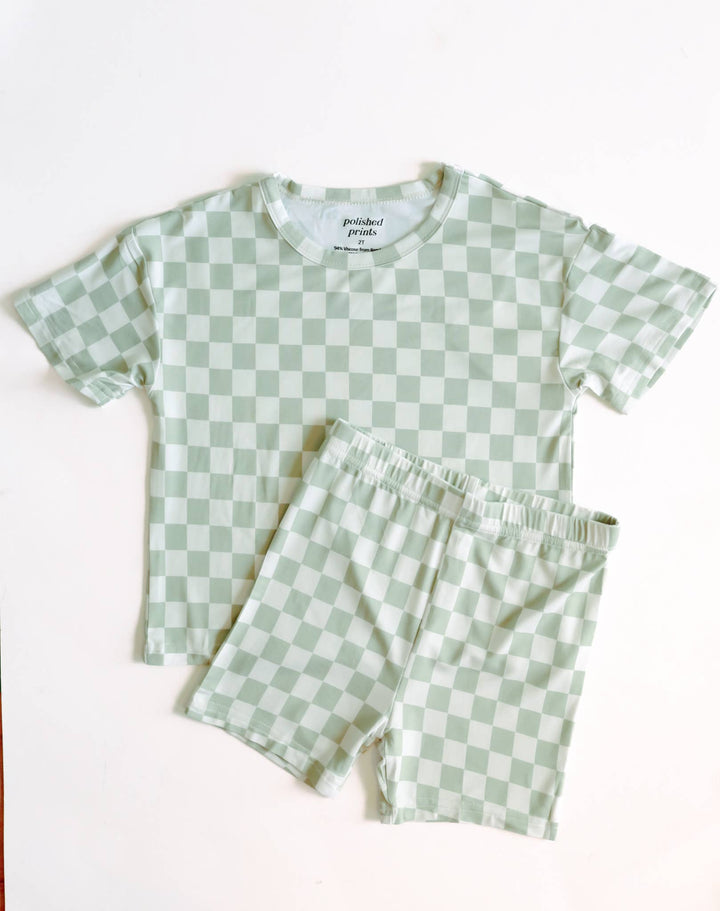 Checkerboard Shorts Set, Little Boys Clothes, Bamboo Clothes