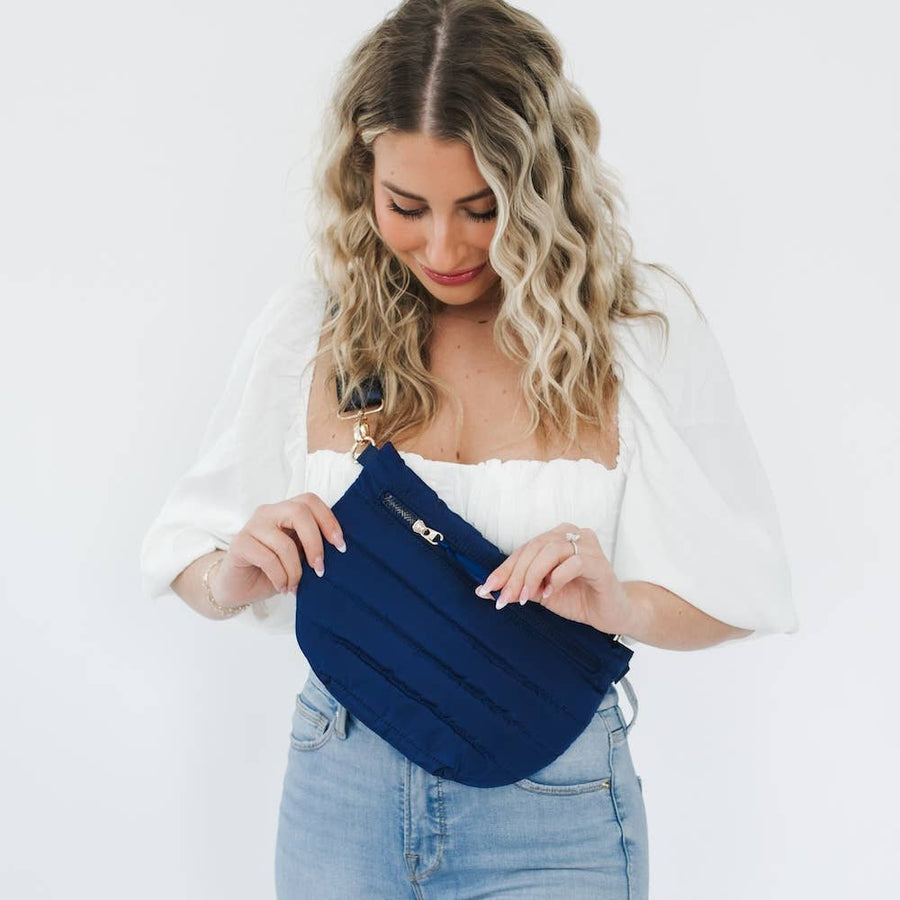 Jolie Puffer Belt Bag: Navy