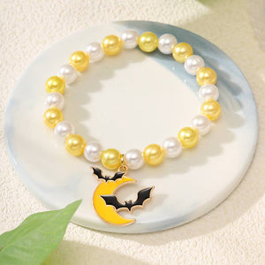 Halloween Handmade Beaded Pumpkin ghost Bracelet for kids