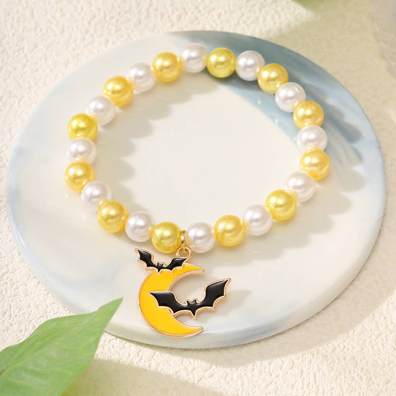 Halloween Handmade Beaded Pumpkin ghost Bracelet for kids