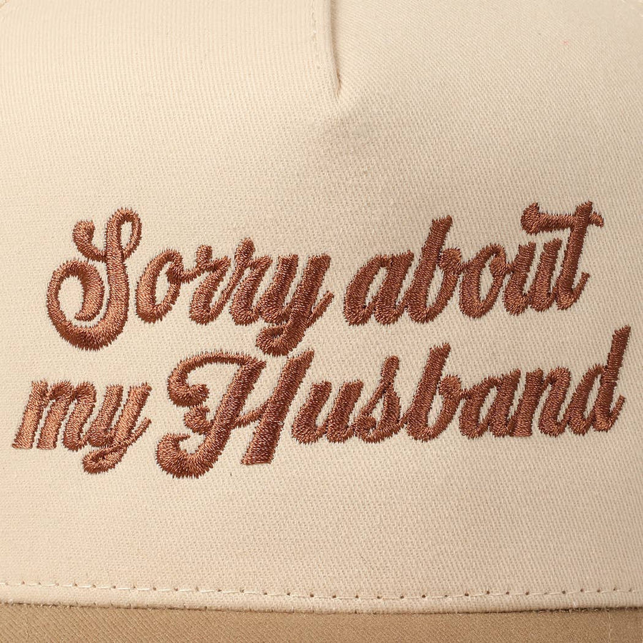 Sorry About My Husband Embroidery Two-Tone Canvas Cap