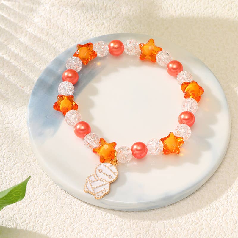 Halloween Handmade Beaded Pumpkin ghost Bracelet for kids
