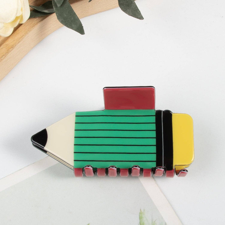 Fun School Pencil Hair Claw Clips