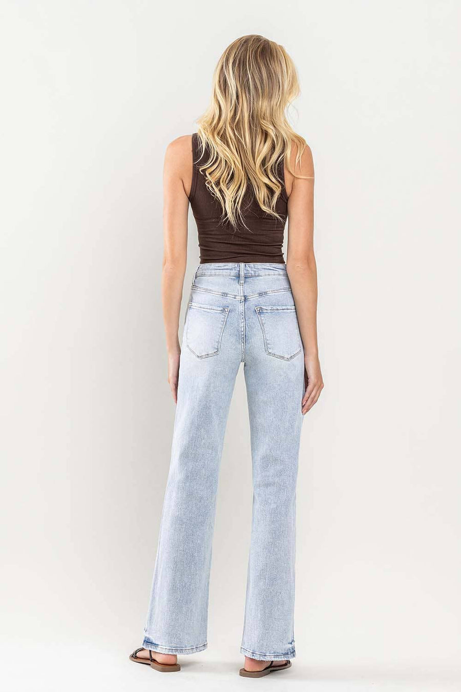 90'S VINTAGE SUPER HIGH RISE FLARE JEANS V3217: TENDER / 25