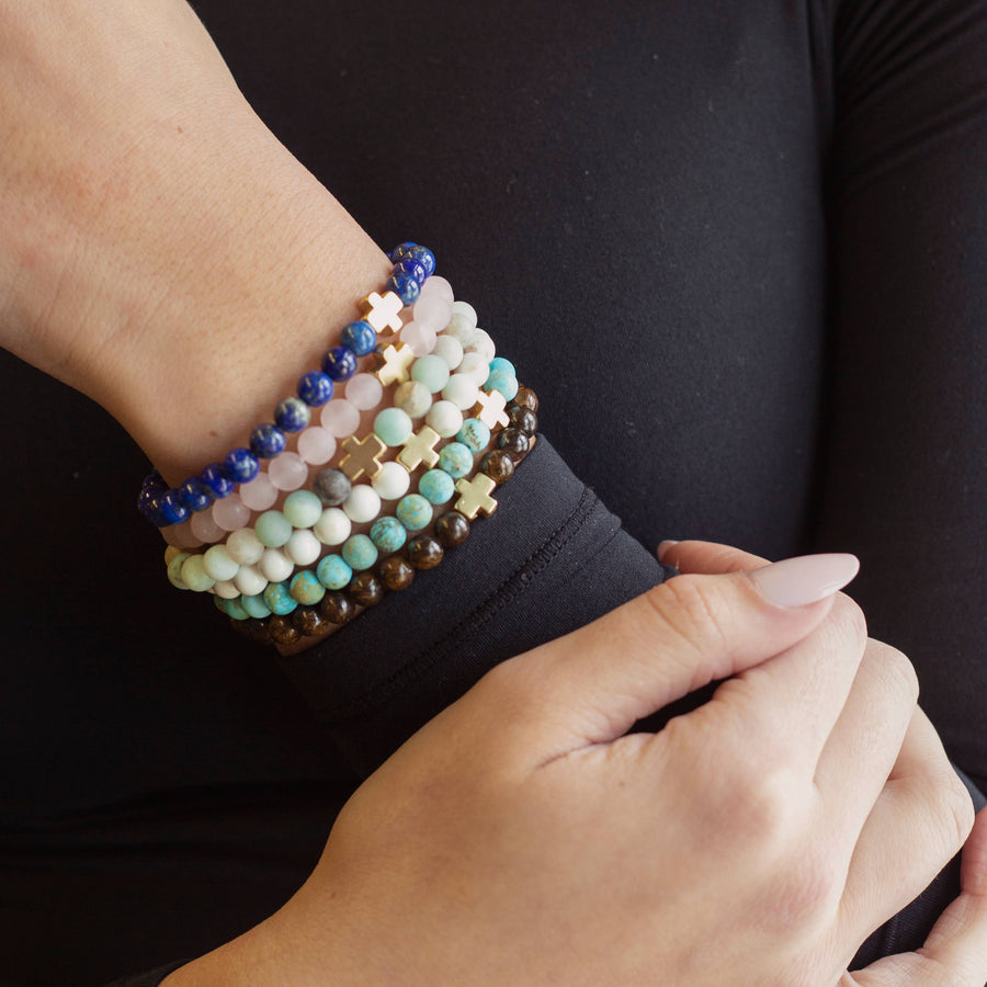 Faith Over Fear Bracelet, 6mm-Amazonite