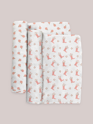 bloomin' boots swaddle blanket set