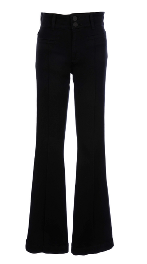 ANA HIGH RISE FLARE-FRT WELT-DOUBLE BUTTON WAIST BAND: Black / 2