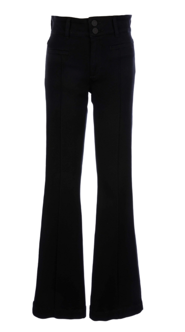 ANA HIGH RISE FLARE-FRT WELT-DOUBLE BUTTON WAIST BAND: Black / 8