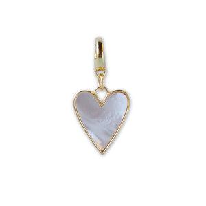 Heart Charm, Mother of Pearl, Charm Bar | Charm Necklace