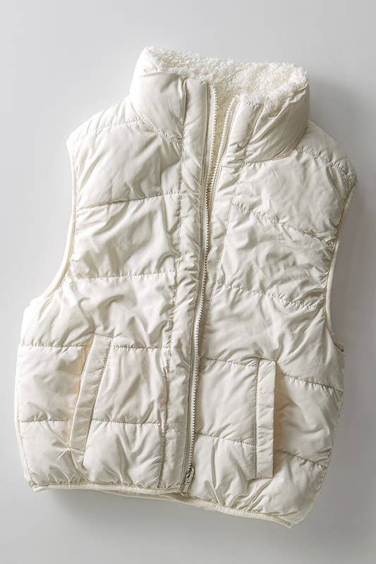 PUFFER VEST WITH WARM FLEECE LINING