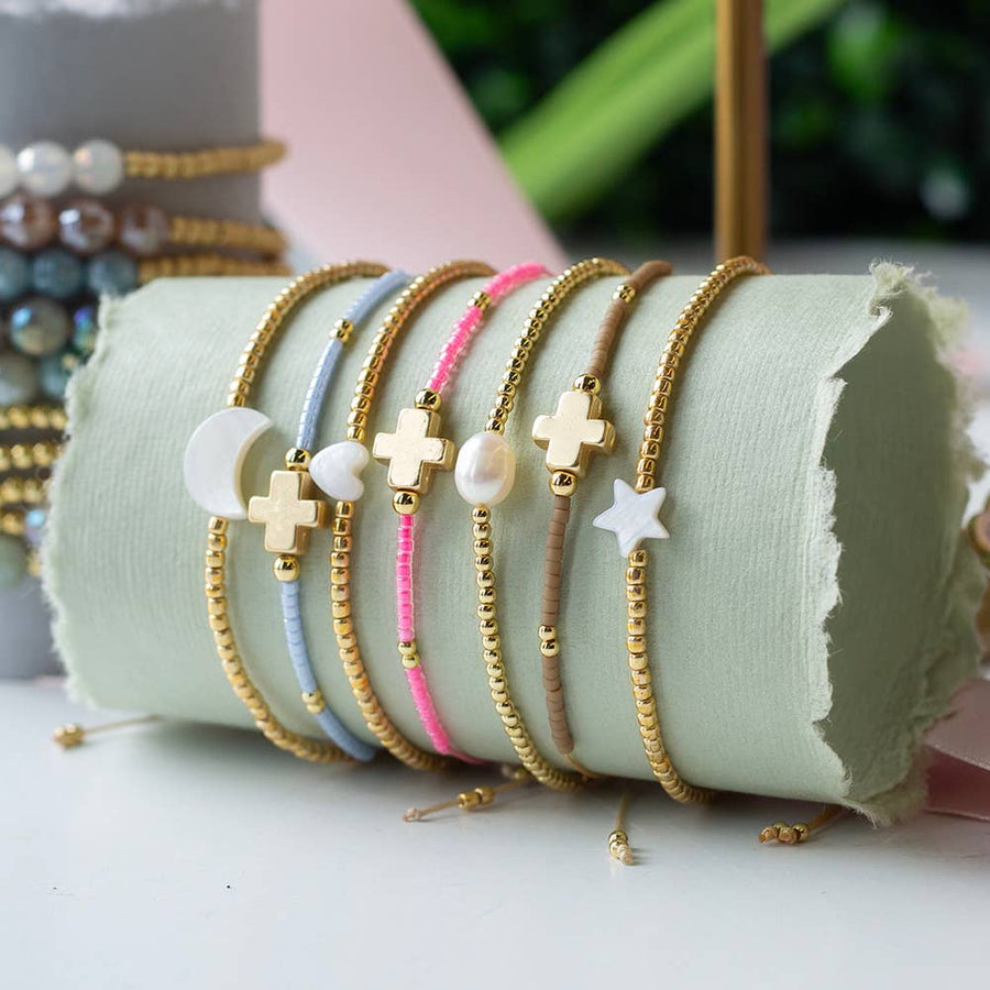 Let It Shine Beaded Cord Bracelet and Sticker Set-No Worries