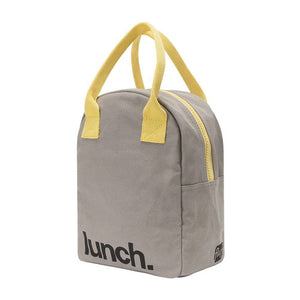 Zipper Lunch Bag - 'Lunch' Grey / Yellow