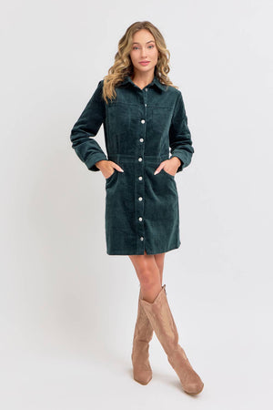Corduroy Casual Timeless Mini Dress - Green Bubble Gorgeous Corduroy Casual Timeless Mini Dress - Green Bubble Gorgeous