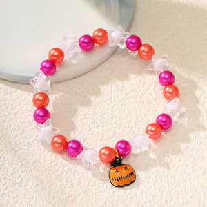 Halloween Handmade Beaded Pumpkin ghost Bracelet for kids