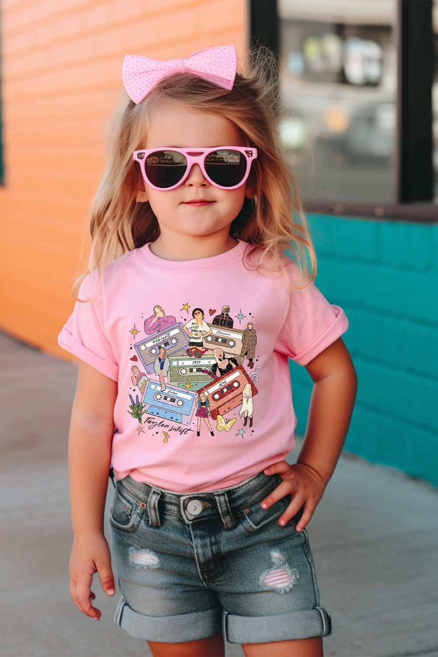 Taylor Tapes Lavender Collage Kids Graphic Tee: XS / White