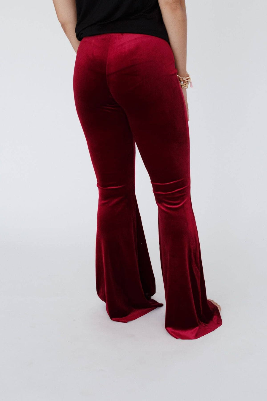 Cher Velvet Flare Pants - Burgundy