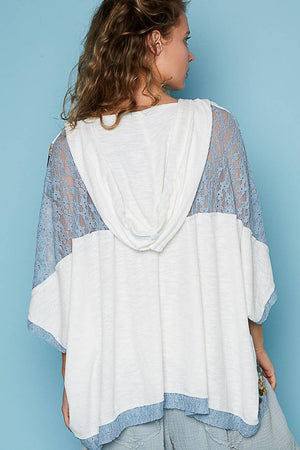 POL- V-neck floral print multi color peace patch top
