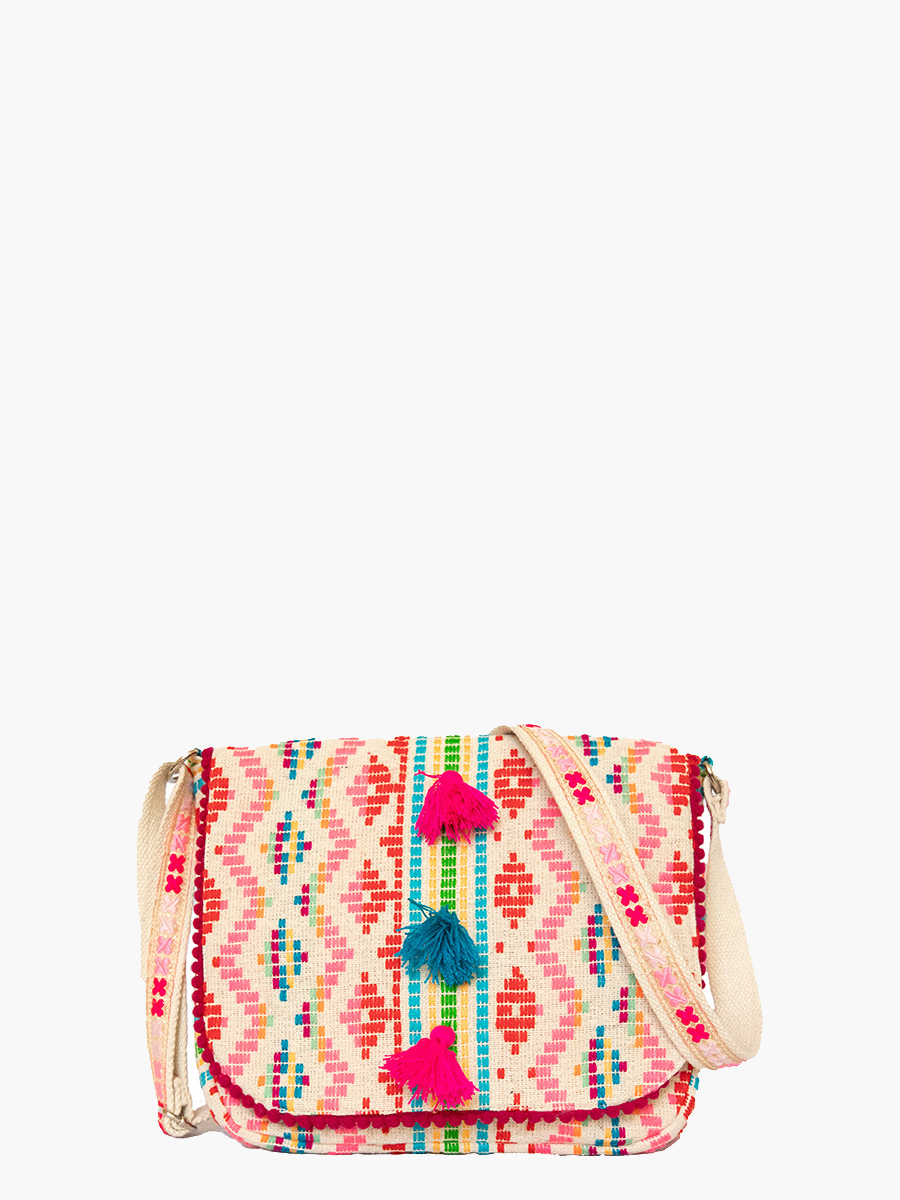 Pia Aztec Cotton Crossbody with Fringe