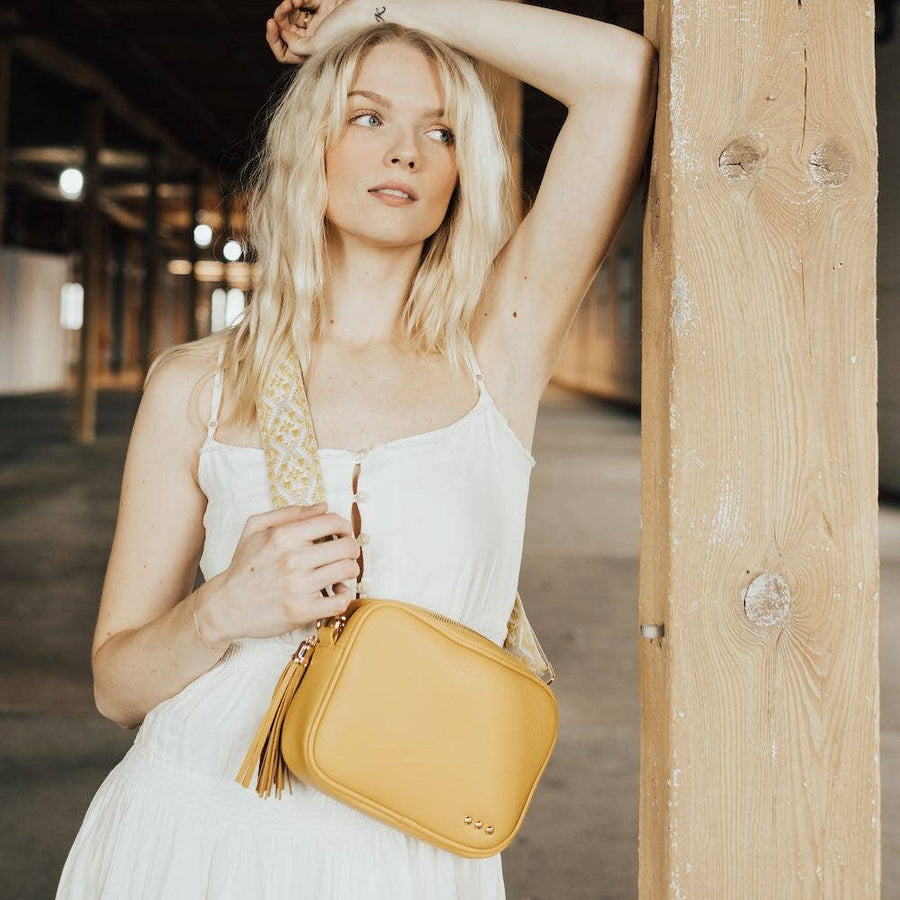 Willow Camera Crossbody Bag: Mustard