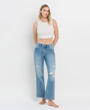 Vervet Kendyl Dad Jeans HIGH RISE DISTRESSED SLIM WIDE JEANS