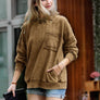 ",,.._ SI-24555 French Terry Washed Raw Edge Pullover W/ Pocket