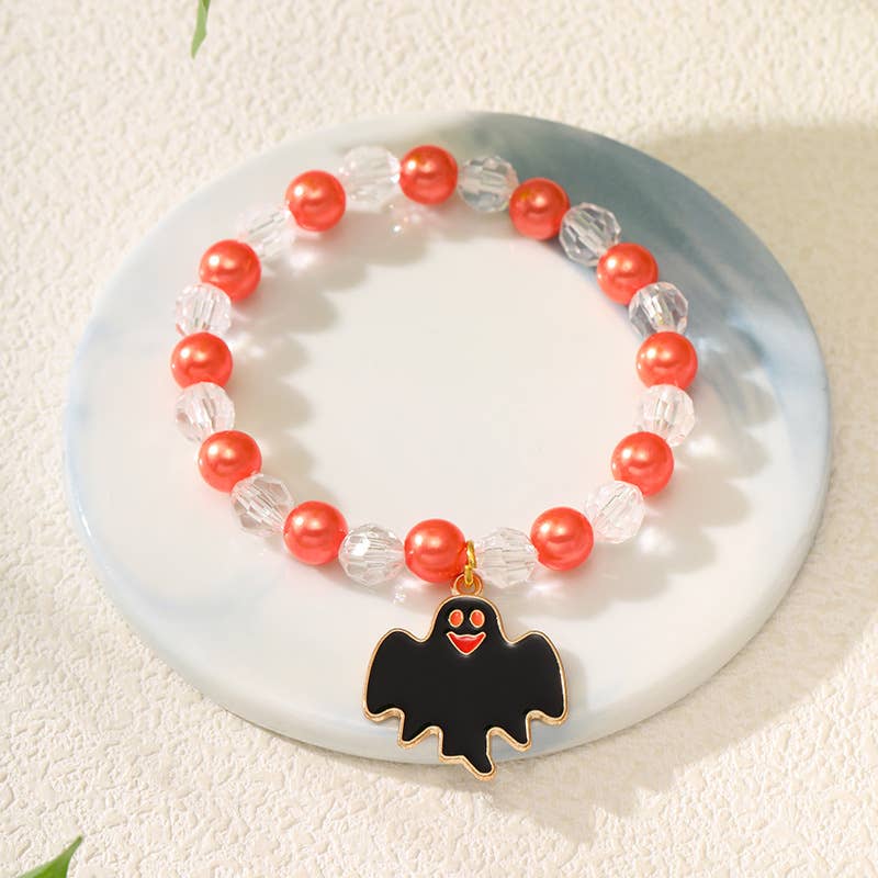 Halloween Handmade Beaded Pumpkin ghost Bracelet for kids
