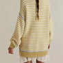 Dropped shoulders oversized Knit sweater Pullover in stripe