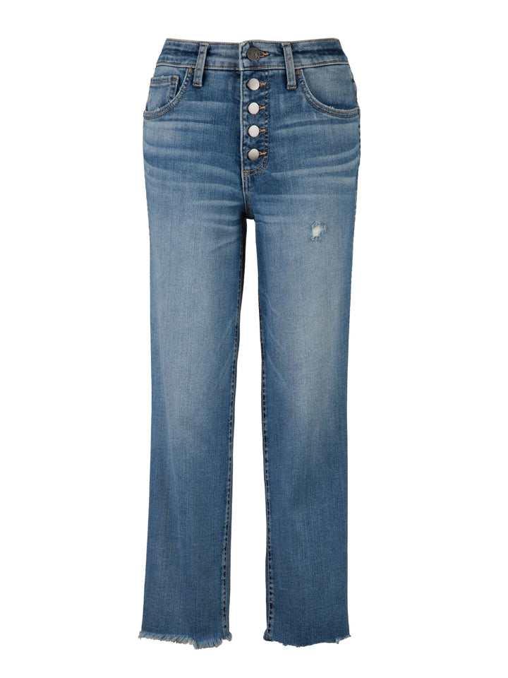 RACHAEL HIGH RISE FAB AB MOM JEAN-BTN FLY RAW HEM: 12 / IMAGINED