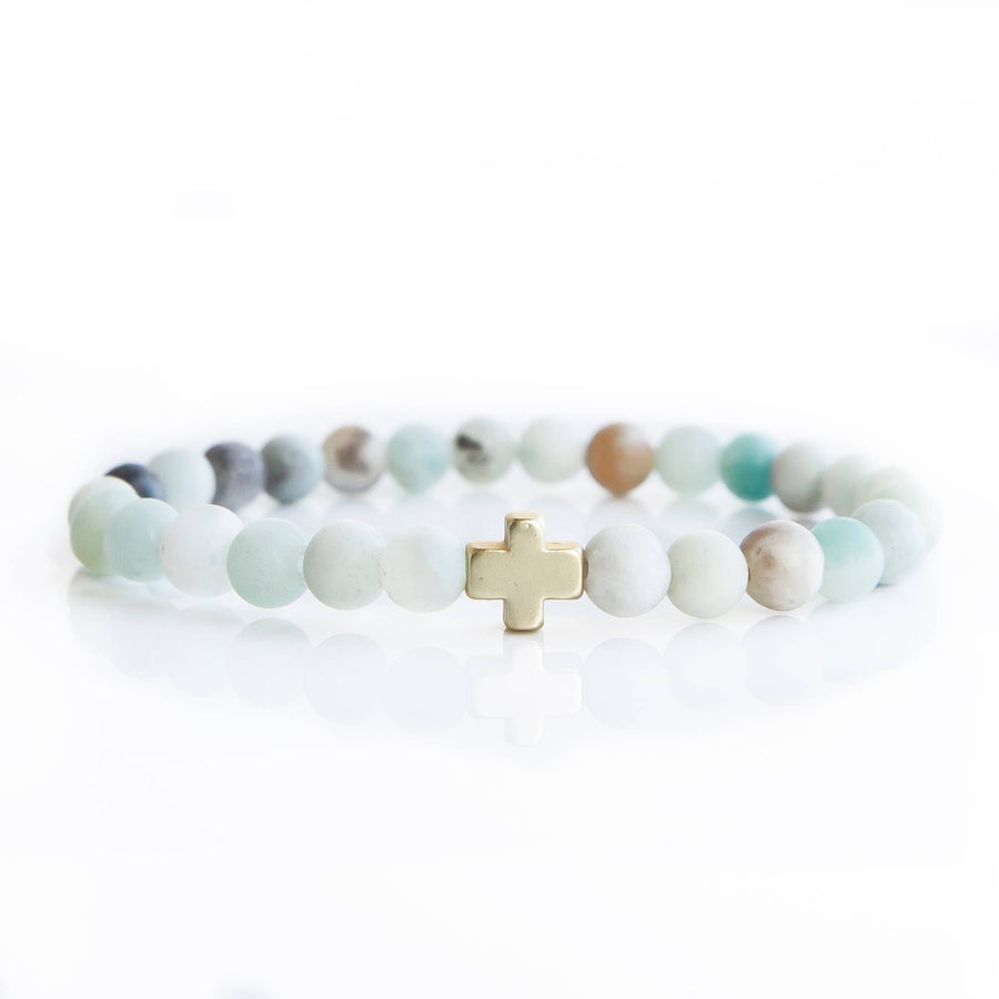 Faith Over Fear Bracelet, 6mm-Amazonite