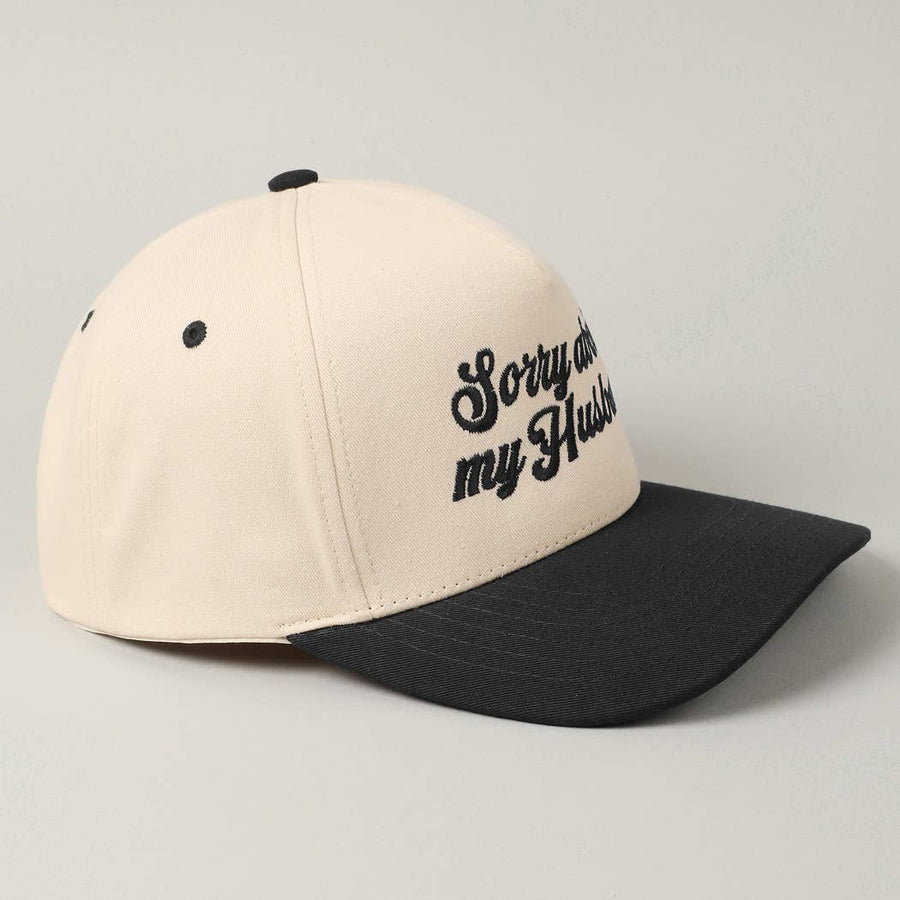 Sorry About My Husband Embroidery Two-Tone Canvas Cap