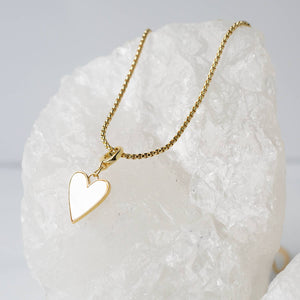 Heart Charm, Mother of Pearl, Charm Bar | Charm Necklace