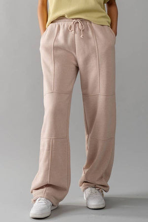 EXPOSED SEAM MINERAL WASH JOGGERS: TAN