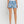 HIGH RISE DISTRESSED CRISS CROSS SHORTS BLUE DENIM / S