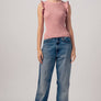 Flutter Sleeve Ribbed Crew Neck Ruffle Tank Top