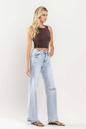 90'S VINTAGE SUPER HIGH RISE FLARE JEANS V3217: TENDER / 32