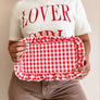 Gingham Ruffle Zipper Pouch Embroidery Friendly Cosmetic Bag