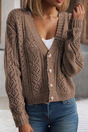 Open Knit Drop Shoulder Cardigan