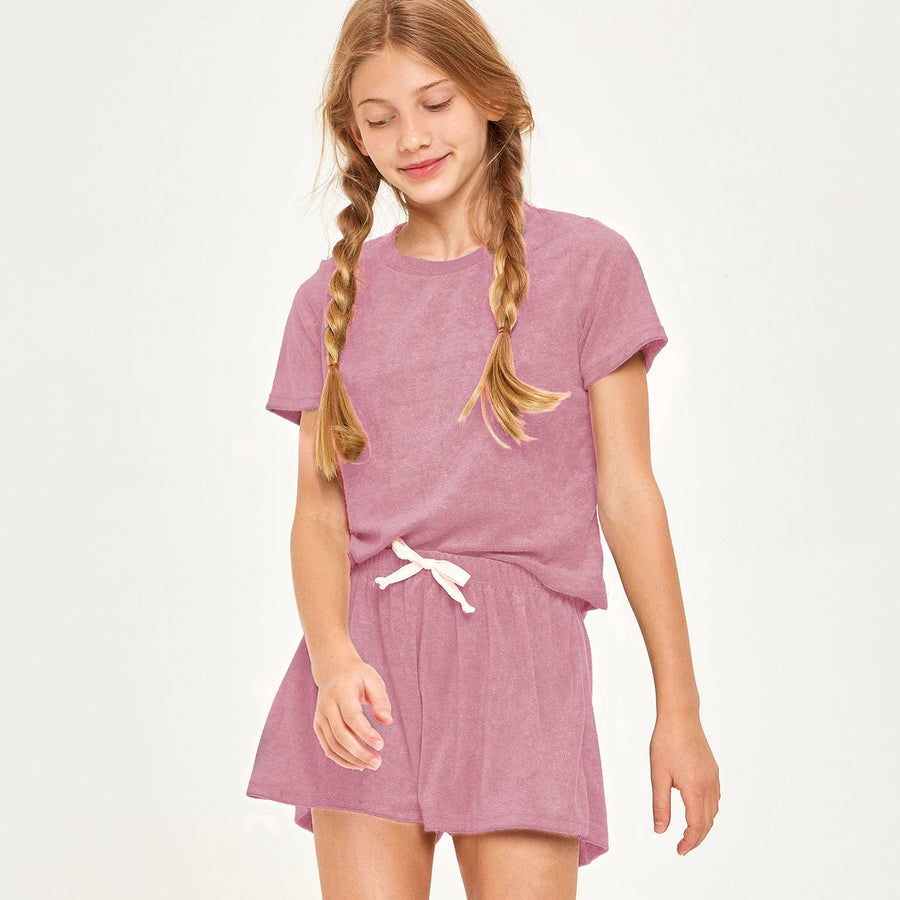 Towel Terry Top and Shorts Set: S / Dusty Pink