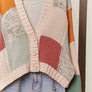Color Block Crochet V Neck Cardigan