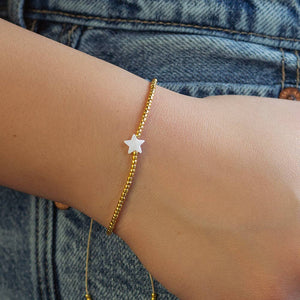 Intentions Cord Bracelet-Star, Gold Beaded Cord Bracelet