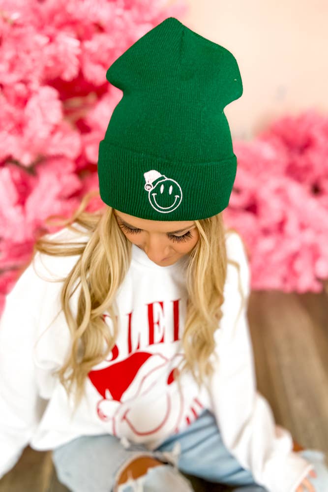 Santa hat Smiley Face Beanie