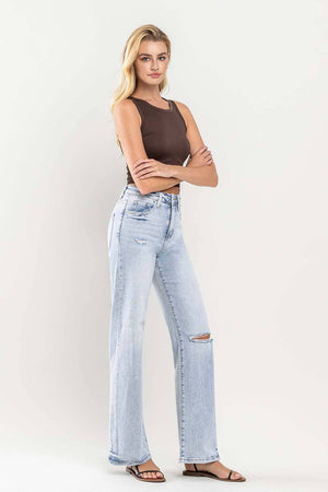 90'S VINTAGE SUPER HIGH RISE FLARE JEANS V3217: TENDER / 27