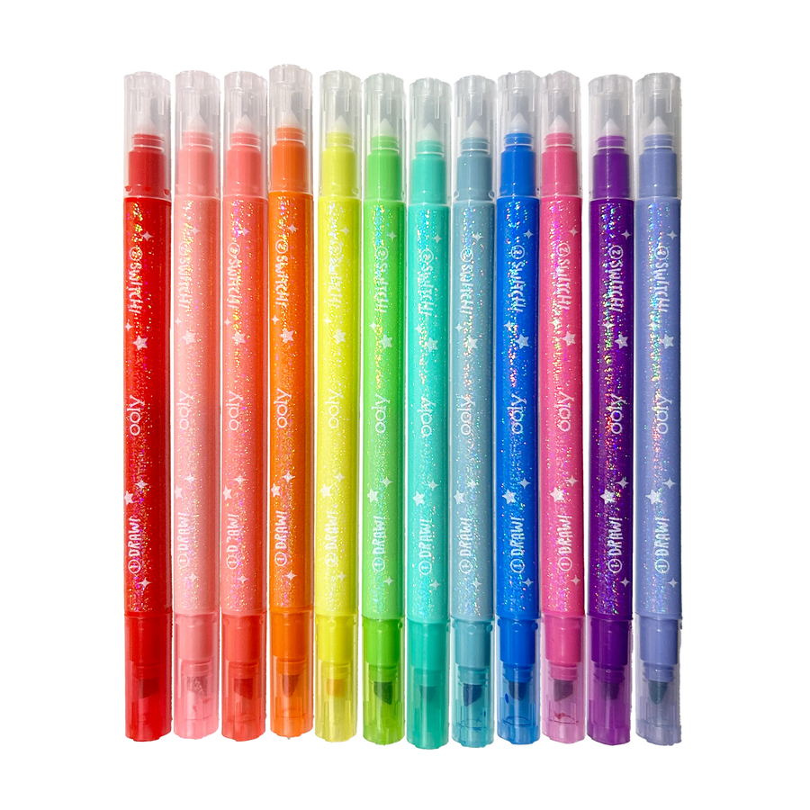 Switch-Eroo Sparkle Glittery Color Changing Markers- 12 pc