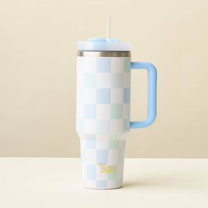 40 oz Take Me Everywhere Tumbler-Check Blue