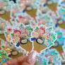 Labubu Bouqet- glitter Holo- Vinyl Sticker