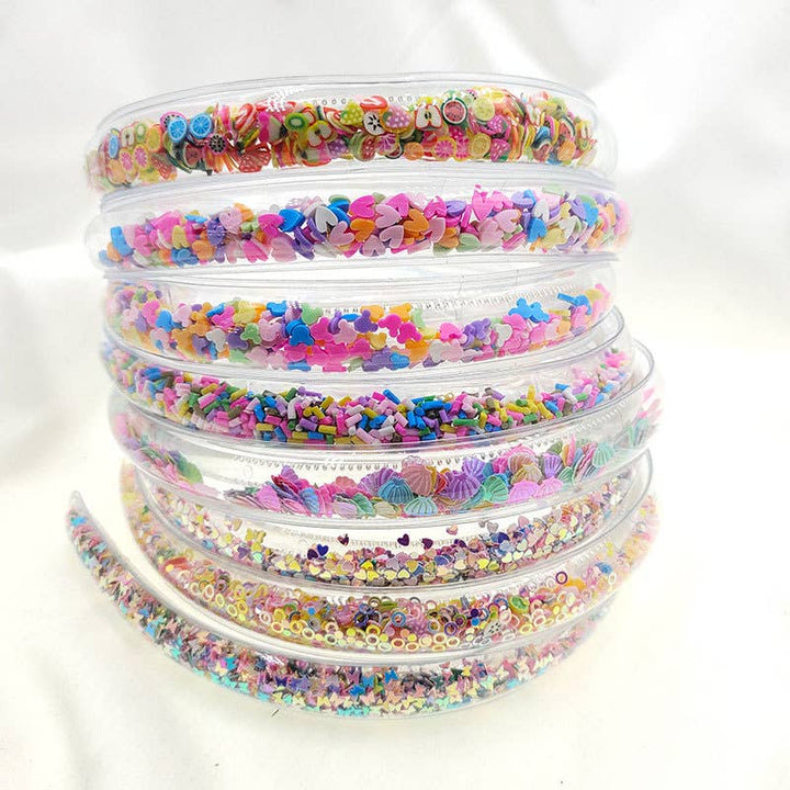 Girls cute Transparent Quicksand Sequin Teeth Hairband Hoops