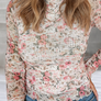LDC  Floral Long Sleeve High Neck Sheath Mesh Blouse