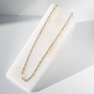 Gilded Gold Necklace-18" Paper Clip | Charm Bar Necklace